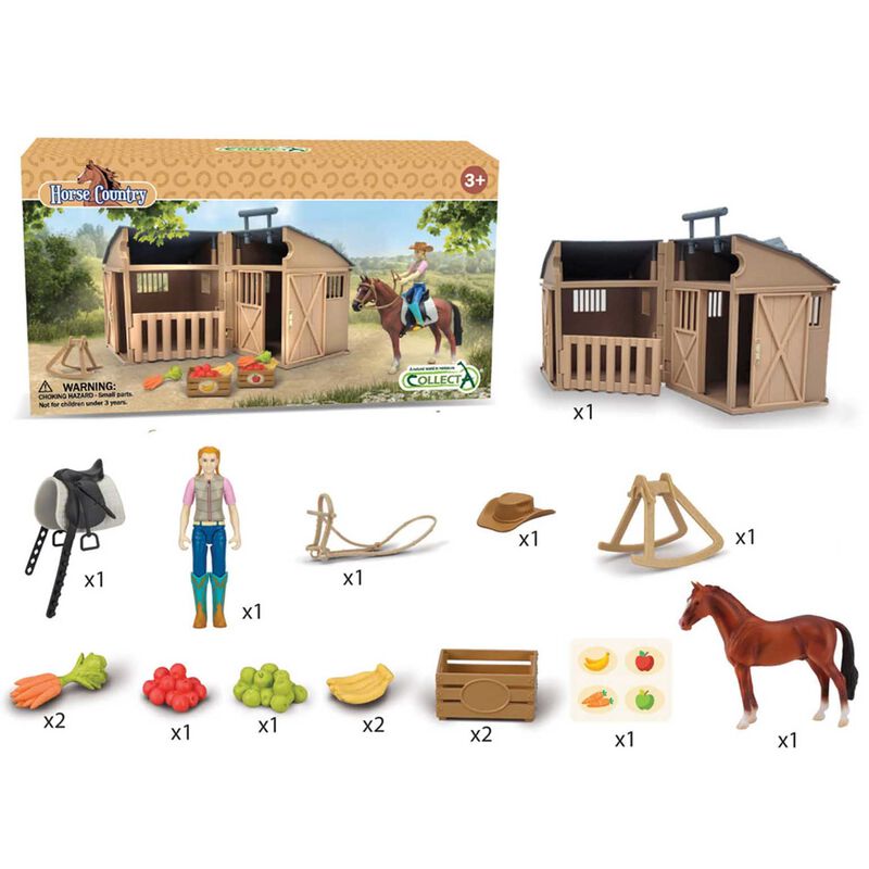 CollectA Rider & Accessories with Horse & Stable Box Set image number 1