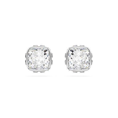 Swarovski Birthstone Square Cut Stud Earrings - April White