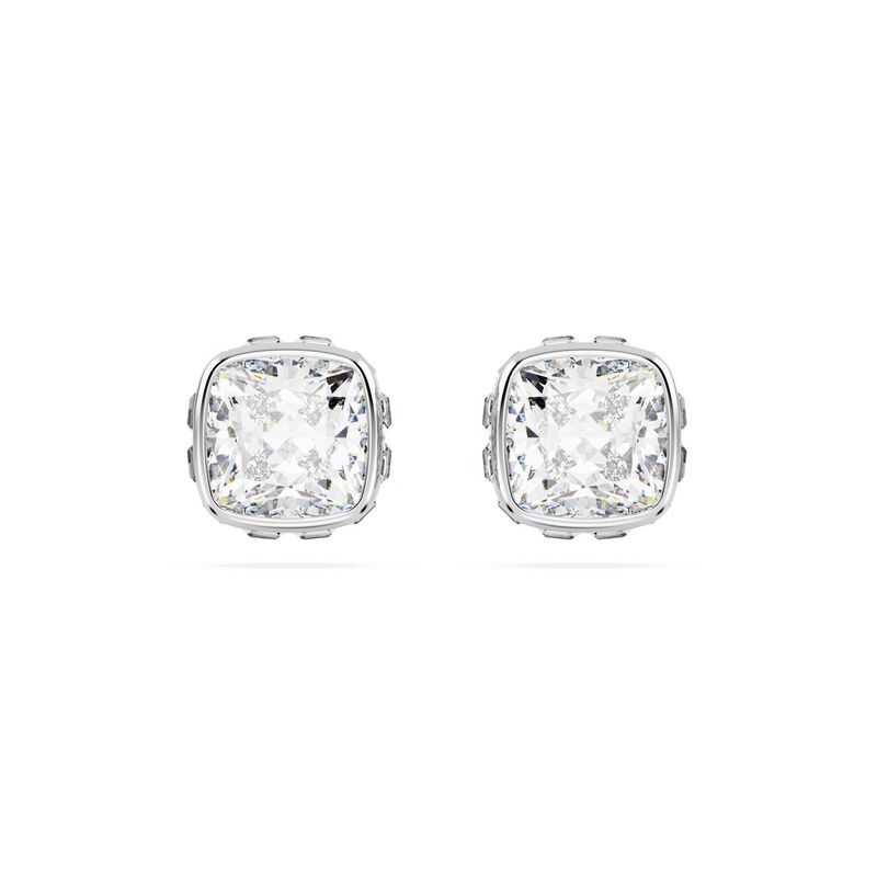 Swarovski Birthstone Square Cut Stud Earrings - April White image number 0