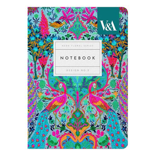 V&A Neon Floral Peacock A6 Premium Soft Cover Notebook