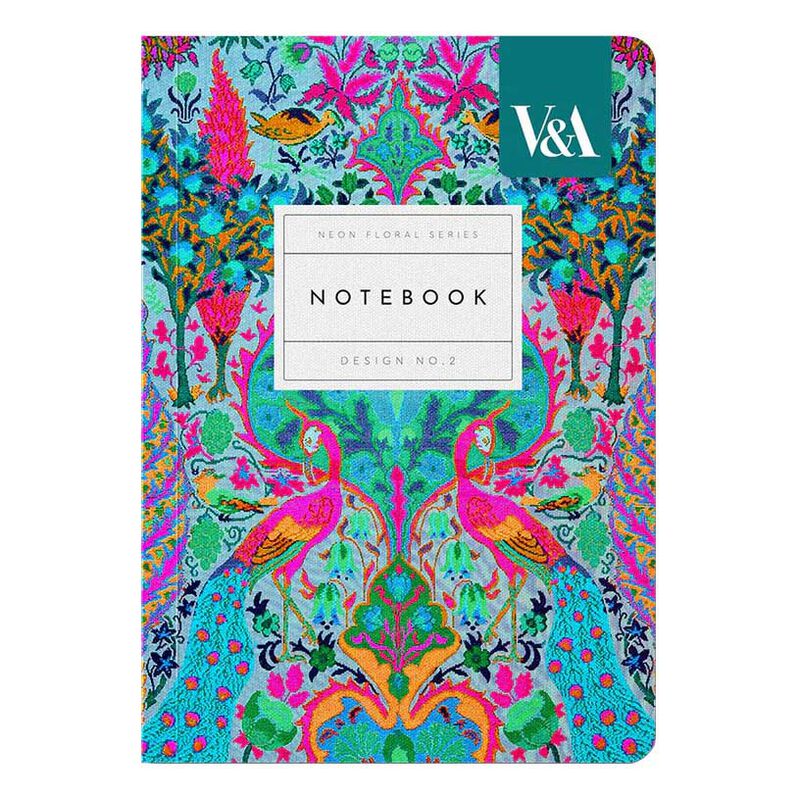 V&A Neon Floral Peacock A6 Premium Soft Cover Notebook image number 0