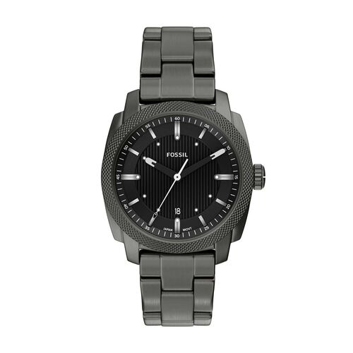 Fossil Machine 41mm Three-Hand Date Smoke Stainless Steel Watch