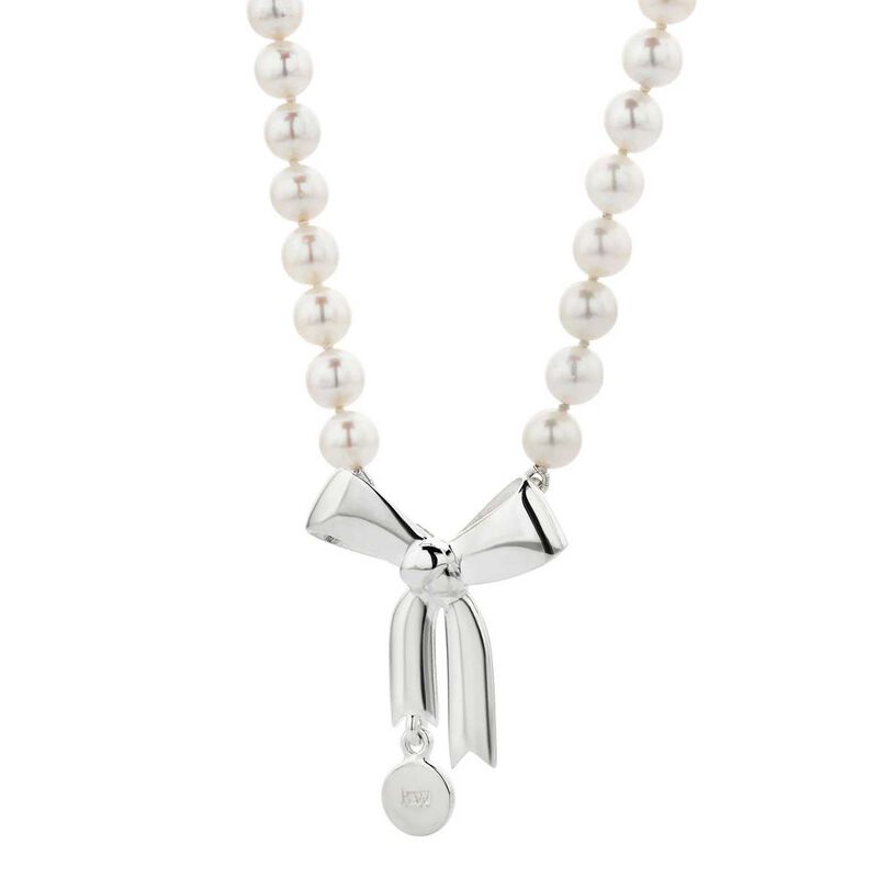 Karen Walker Bow & Pearls Necklace With Freshwater Pearls 40cm image number 0