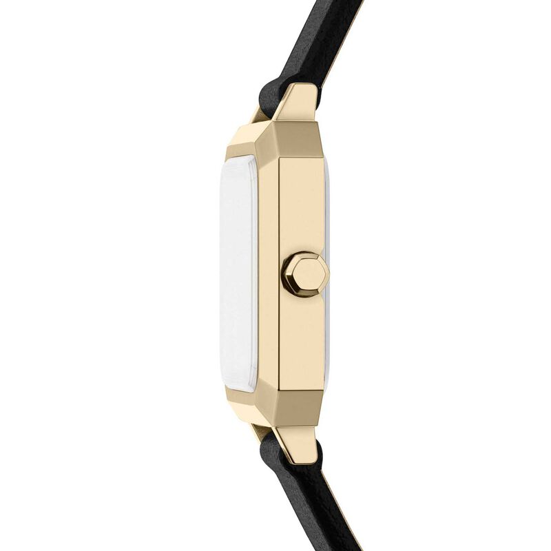 Armani Exchange Three-Hand Black Leather Watch image number 2
