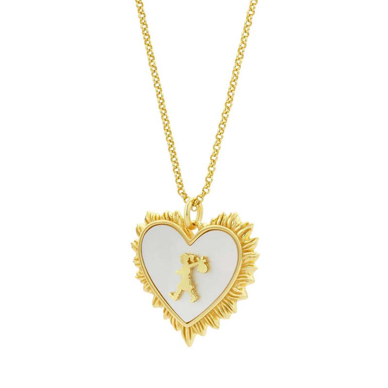 Karen Walker Runaway Flaming Mother Of Pearl Heart Necklace 55cm image number 0