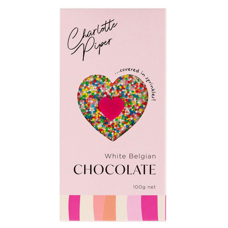 Charlotte Piper Belgian White Chocolate Bar with Sprinkles 100g image number 0