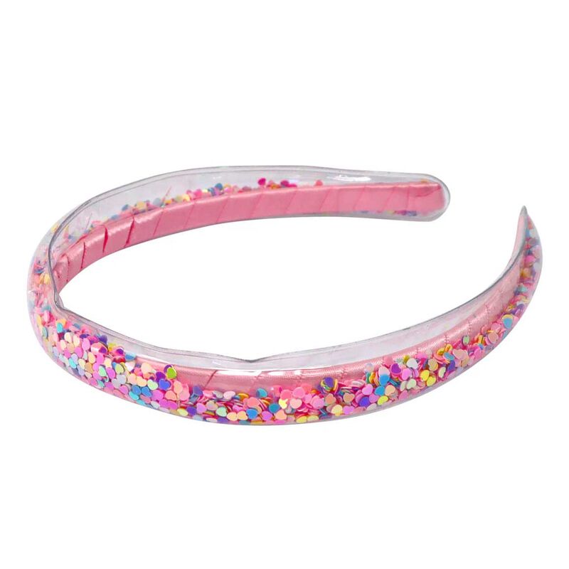 Pink Poppy Rainbow Hearts Glitter Headband image number 0