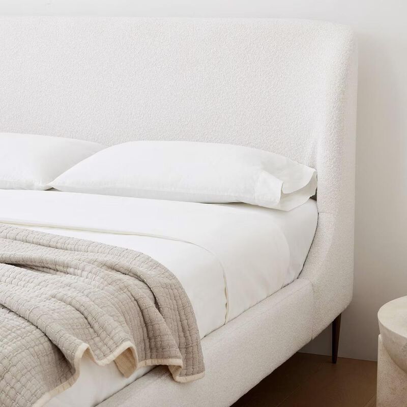 West Elm Lana Upholstered Bed Queen Chunky Boucle White image number 3