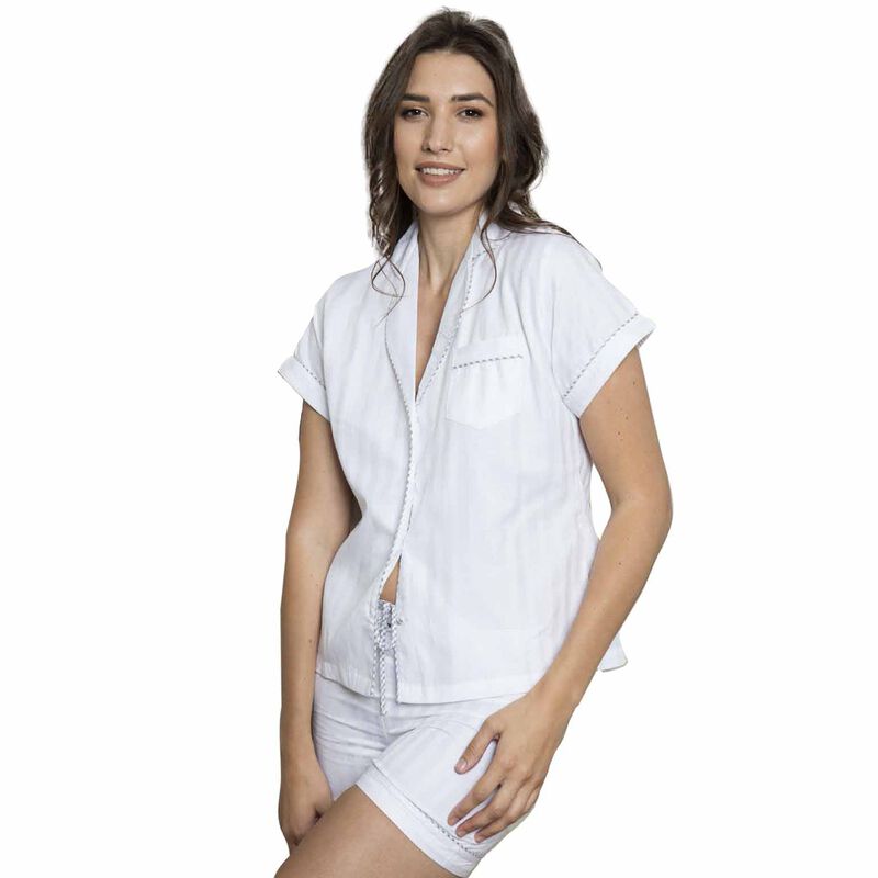 Cottonreal Superfine Cotton Shadow Stripe Shortie PJ image number 0