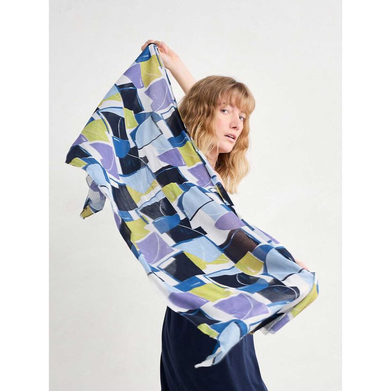 Seasalt Cornwall May Garland Scarf Block Shapes Bilberry image number 1