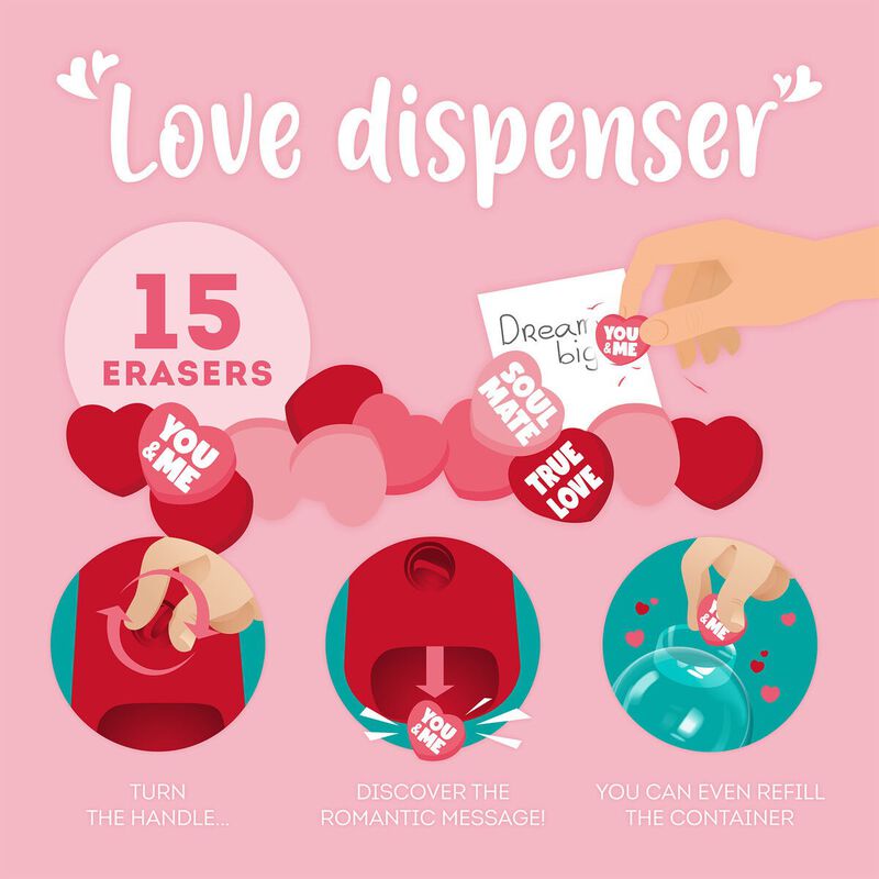 Legami Mini Eraser Dispenser - Love Dispenser image number 2