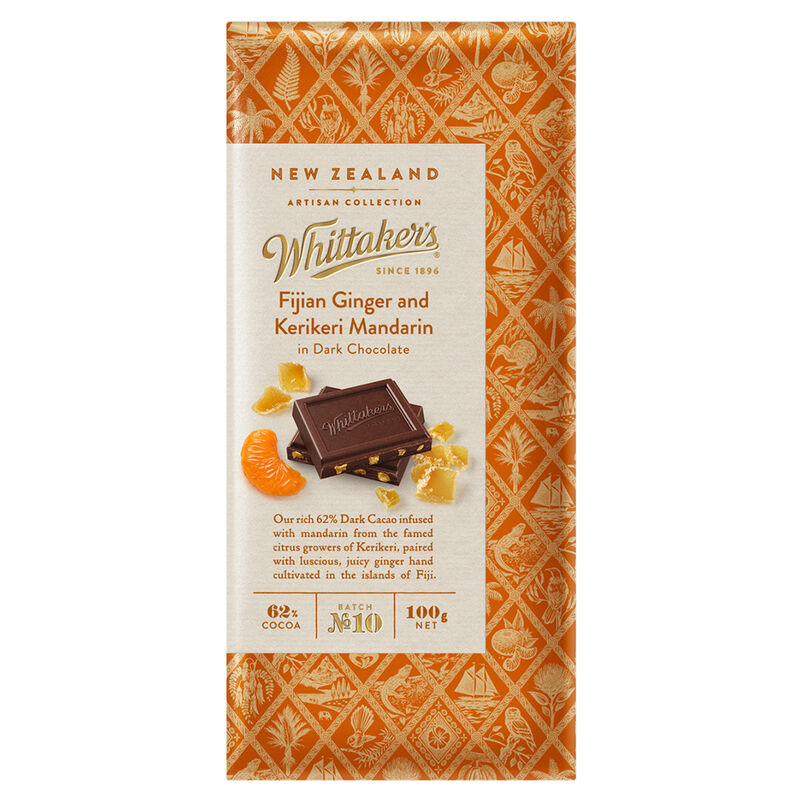 Whittaker's Ginger And Mandarin In Dark Chocolate 100g image number 0