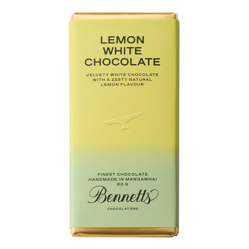 Bennetts of Mangawhai Lemon White Chocolate Bar 60g