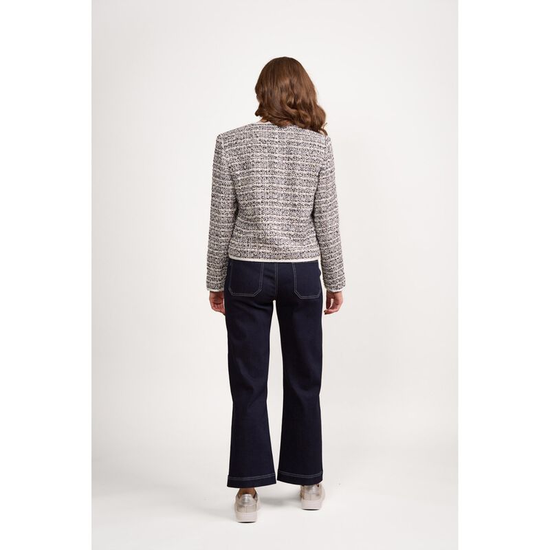Vassalli Short Collarless Lined Jacket With Trim Detail image number 1