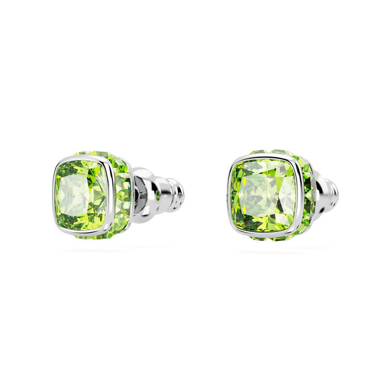 Swarovski Birthstone Square Cut Stud Earrings -  August Green image number 2