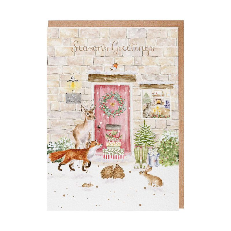Wrendale Christmas Cottage Box Of 8 Cards image number 1