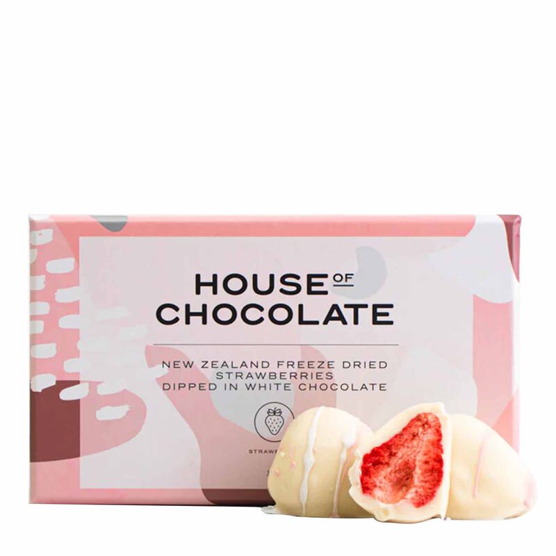 House of Chocolate White Chocolate Freeze Dried Strawberries 100g image number 0