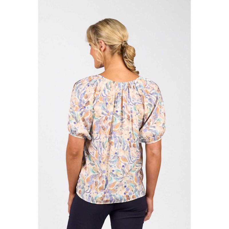 Vassalli Printed V Neck Top With Floaty Sleeve image number 1