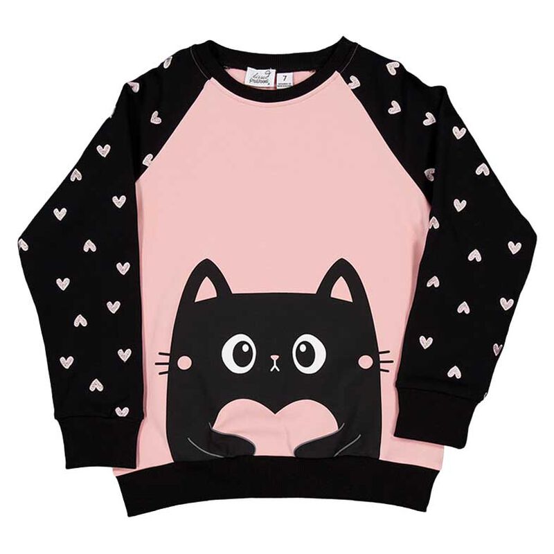 Kissed By Radicool Love Cat Raglan Crew image number 0
