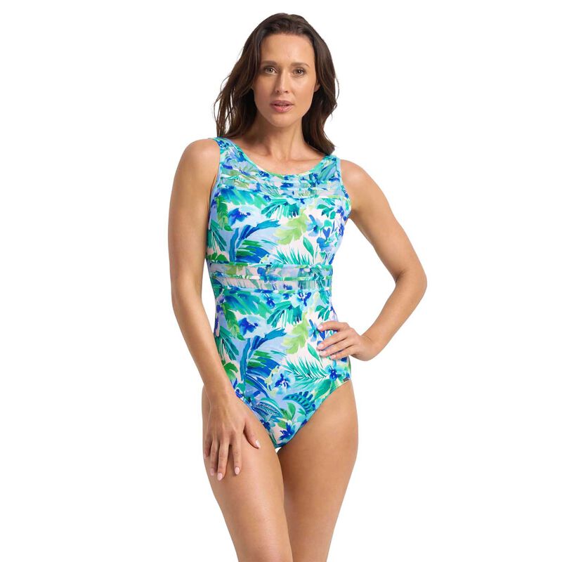 Jantzen Watermist Mesh High Neck One Piece - Blue image number 0