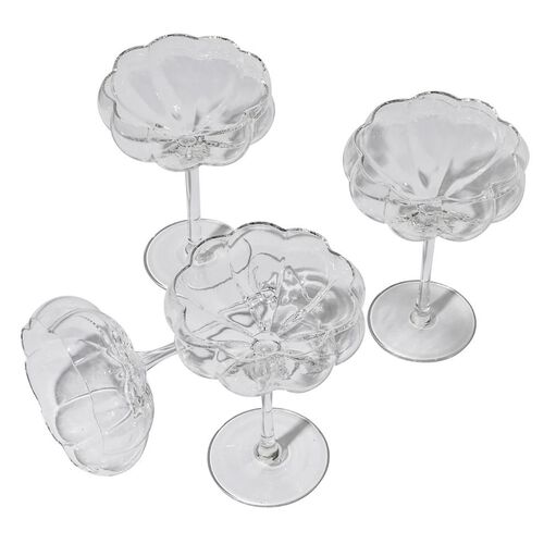 Home Lab Petal Cocktail Glass Clear Set Of 4