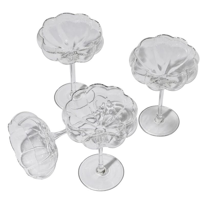 Home Lab Petal Cocktail Glass Clear Set Of 4 image number 0