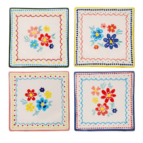 Sass & Belle Folk Floral Coasters - Set Of 4