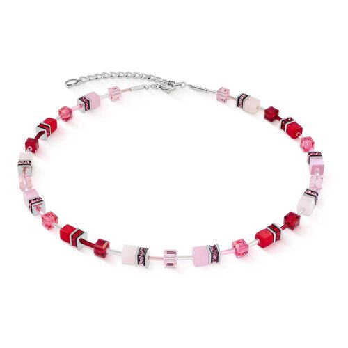 Coeur de Lion GeoCube&reg; Red Rose & Blush Pink Necklace
