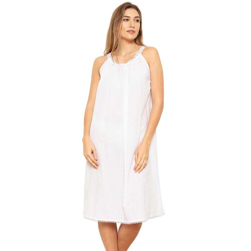 Cottonreal Cotton Voile Swiss Dot Sleeveless Nightdress