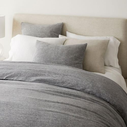 West Elm Belgian Flax Linen Melange Duvet Cover Slate - Double