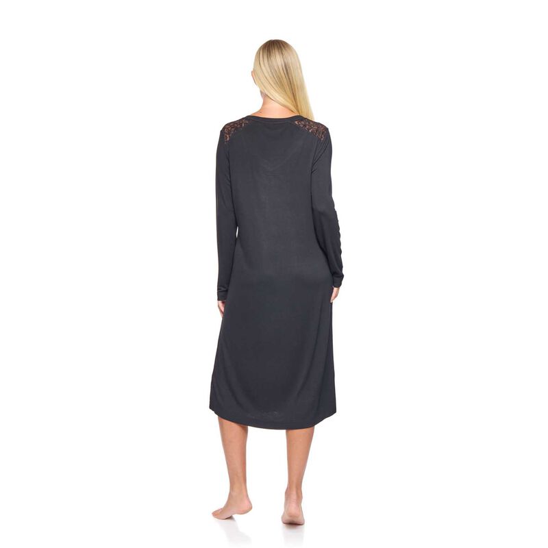 La Marquise Ebony Flora Jersey Bamboo Long Sleeve Nightdress image number 4
