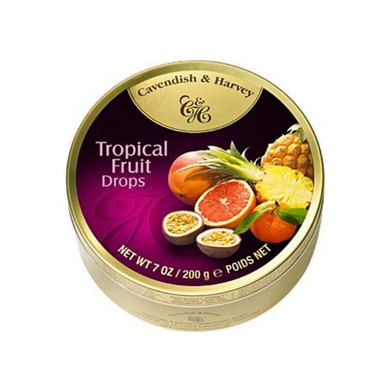 Cavendish & Harvey Tropical Fruit Drops Tin 200g image number 0