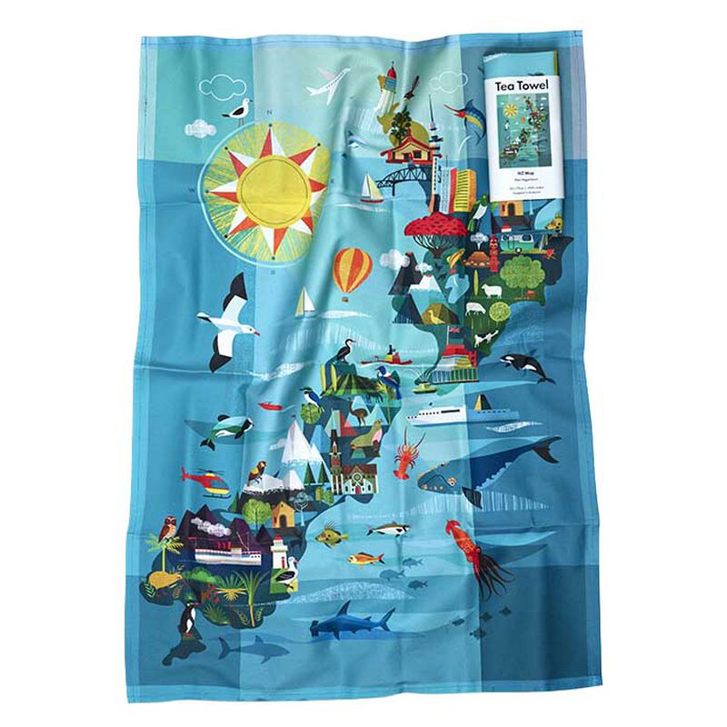 NZ Map Tea Towel image number 0