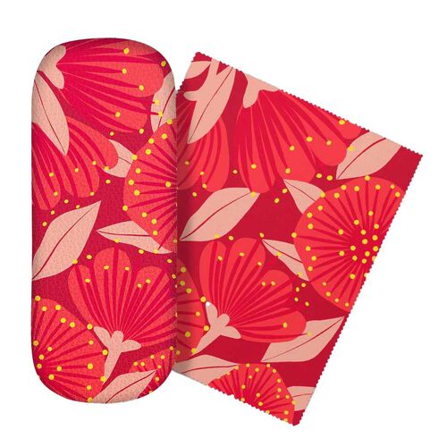 Bright Botanical Red Pohutukawa Glasses Case