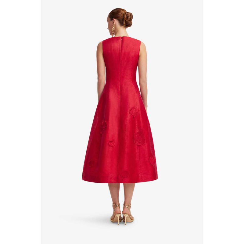 LEO LIN Cleo Applique Sleeveless Midi Dress - Scarlet image number 1