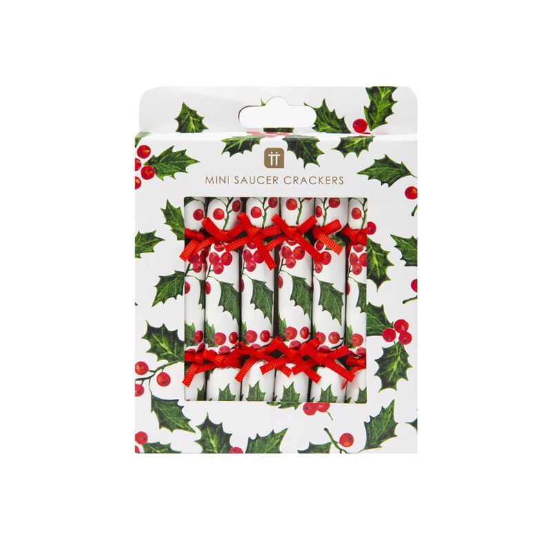 Talking Tables Mini Saucer Crackers 4.9 In. Botanical Holly (8 Pack) image number 0