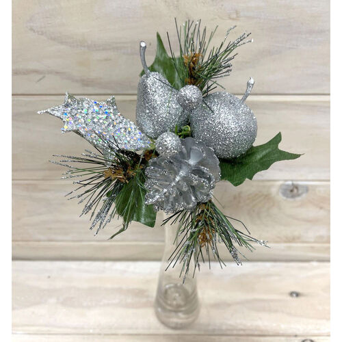 Christmas Glitter Pick with Apple, Pear & Cone