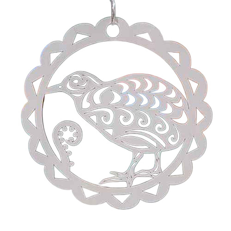 Abstract Designs Block White Kiwi Circle Xmas Decoration image number 0