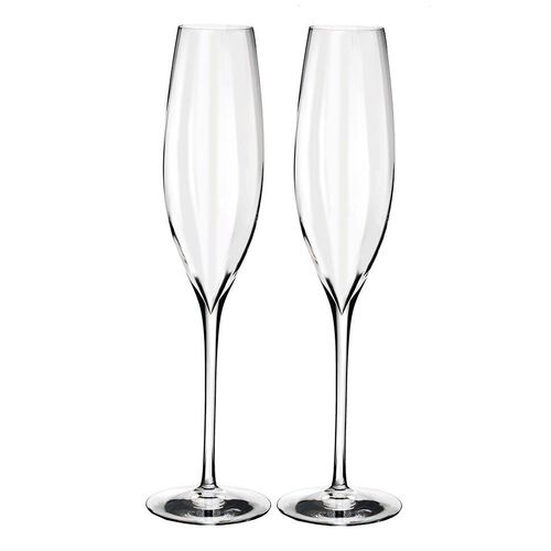 Waterford Elegance Optic Classic Champagne Flute, Pair 240ml