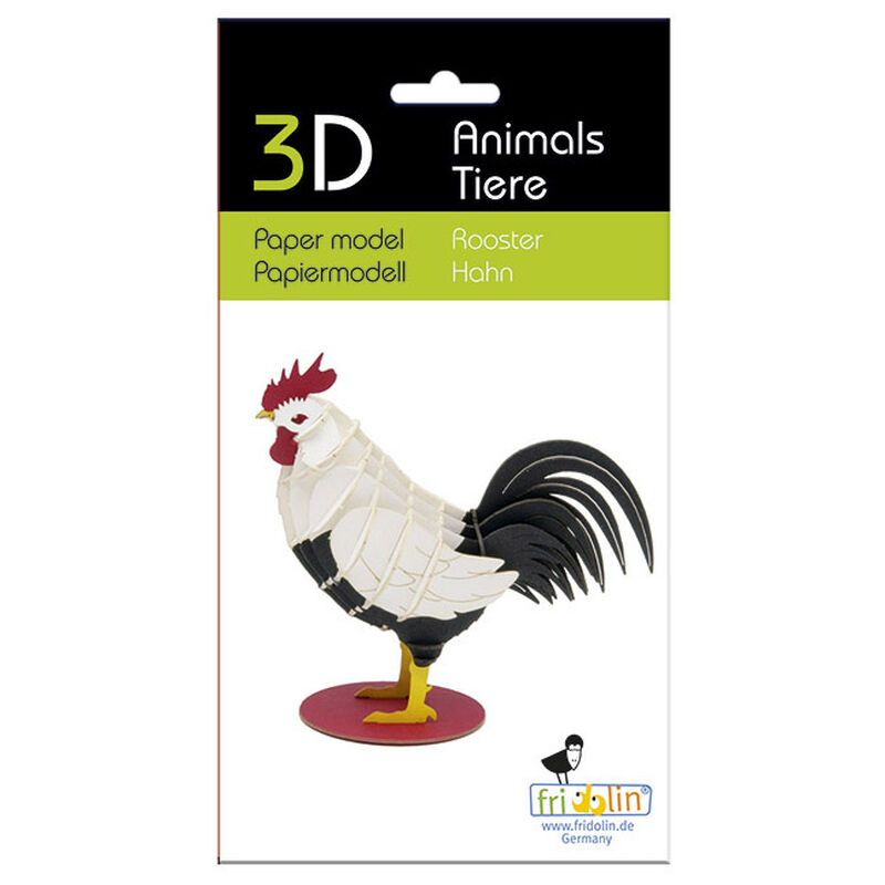 Fridolin 3D Paper Model - Rooster image number 1