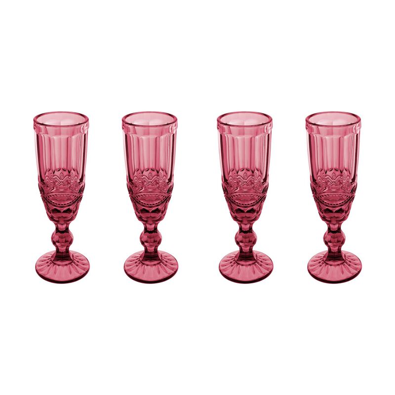 Casa Domani Gabriella Champagne Flute 4Pc Pink Gift Boxed image number 0