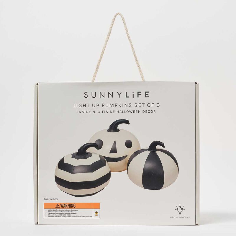 SUNNYLiFE Light Up Pumpkins Black & White Set of 3 image number 1