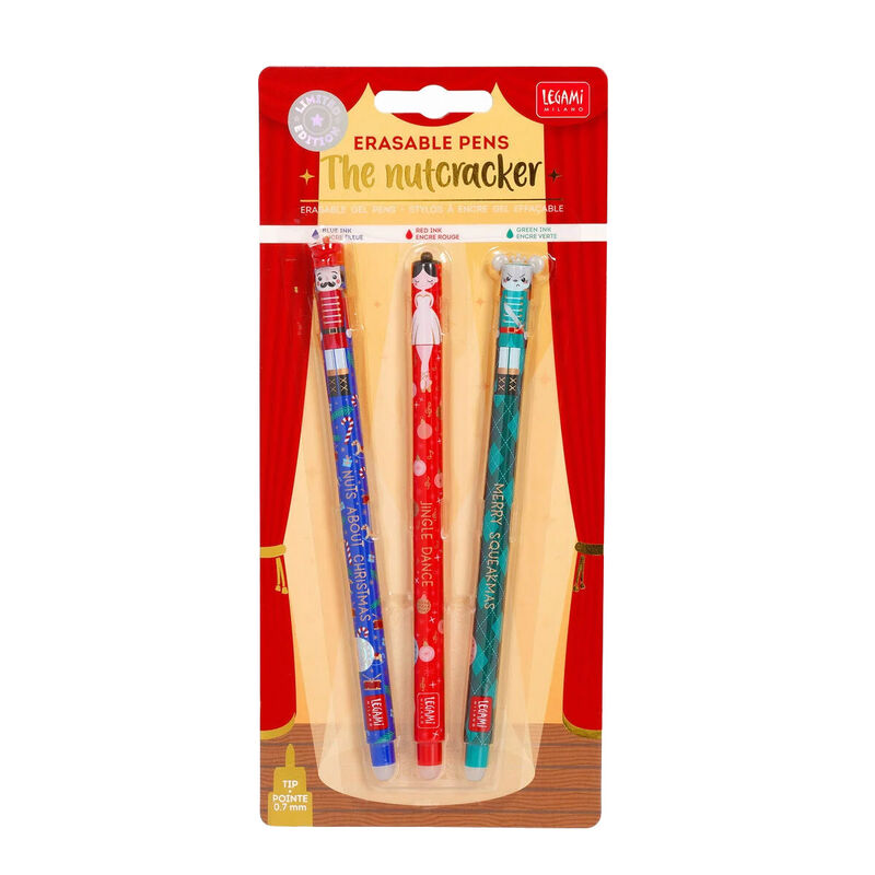 Legami Set of 3 Erasable Gel Pens - Nutcracker, Ballerina & Mouse image number 0