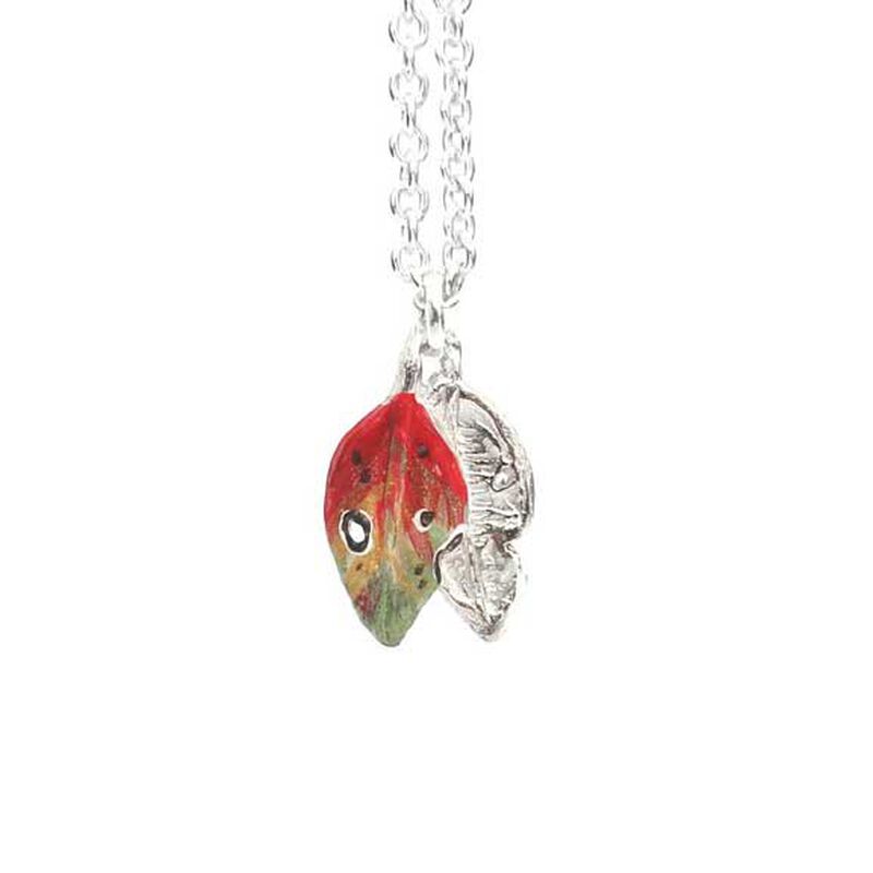 Lilygriffin Jewellery Handpainted Pohutukawa Leaf Necklace 45cm image number 0