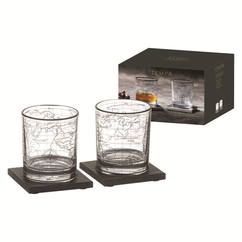 Ladelle Atlas 2Pk Whisky Glass & Coaster Set image number 1