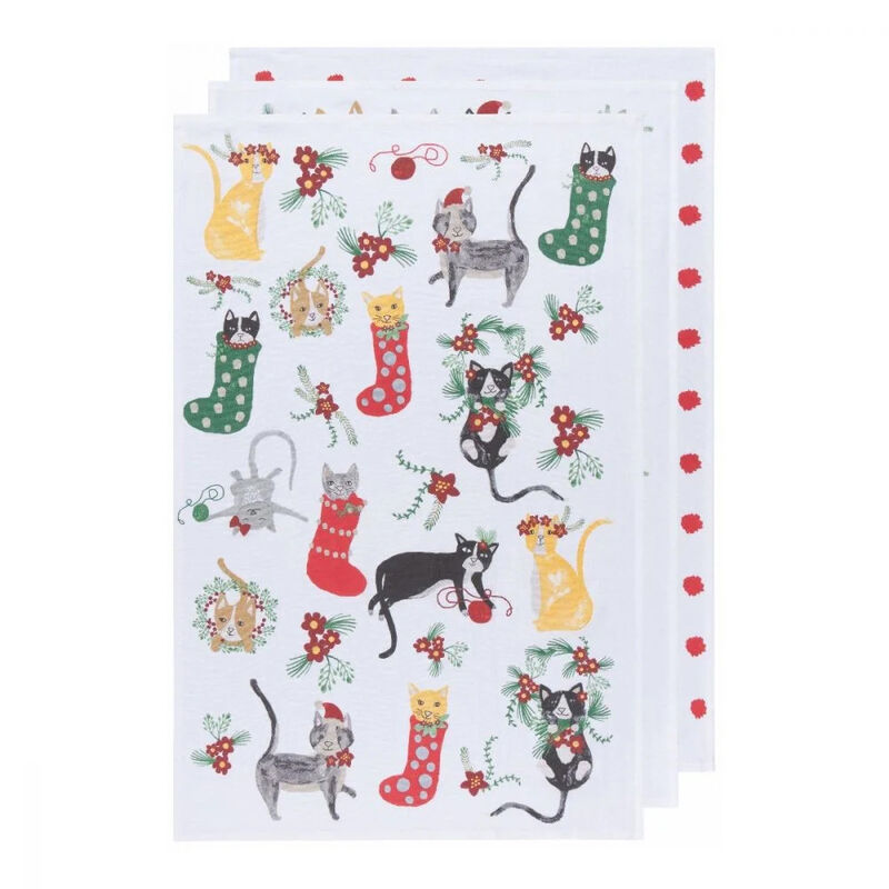 Danica Meowy Christmas Tea Towels Set Of 3 image number 0