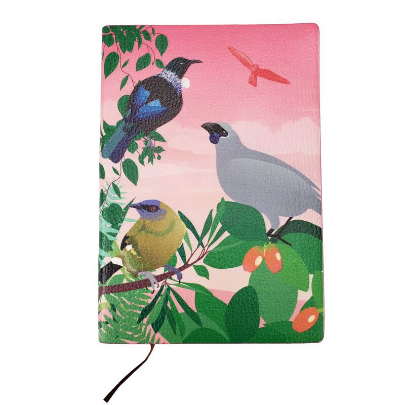 Kereru Design New Zealand Native Birds Pink A5 Notebook image number 0