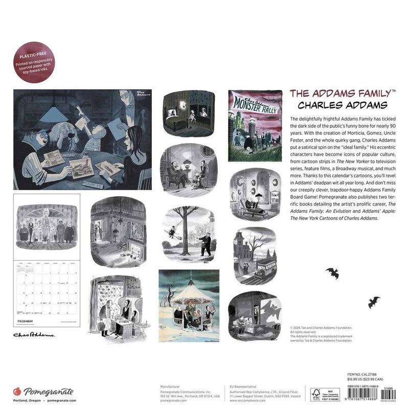 Pomegranate The Addams Family Wall Calendar 2027 image number 2