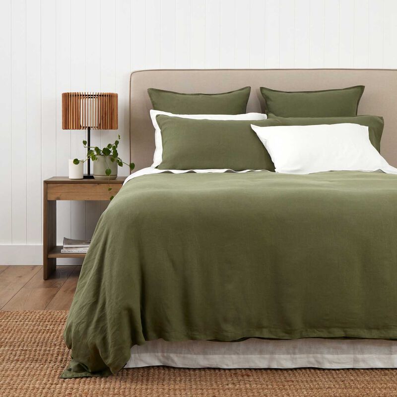 Wallace Cotton Olive Loft Linen Standard Pillowcase Set image number 1
