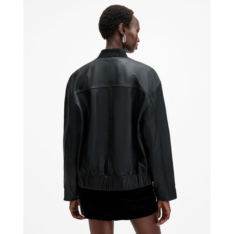 AllSaints Yara Relaxed Fit Leather Bomber Jacket image number 1